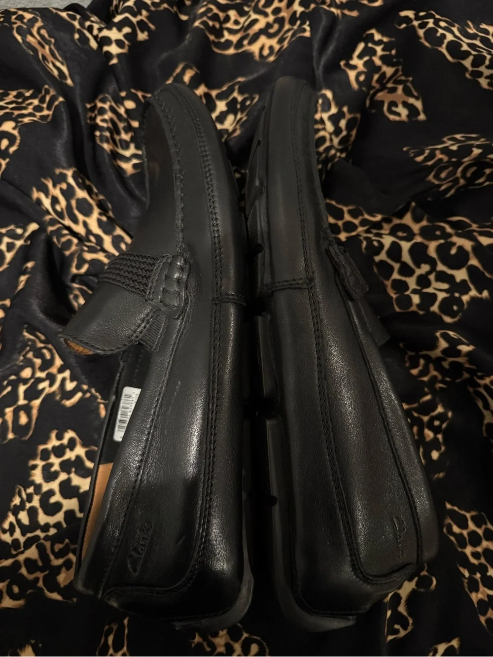 Clarks Collection Mark N Brace Black Leather Loafers Men’s US 12M Extreme Comfor